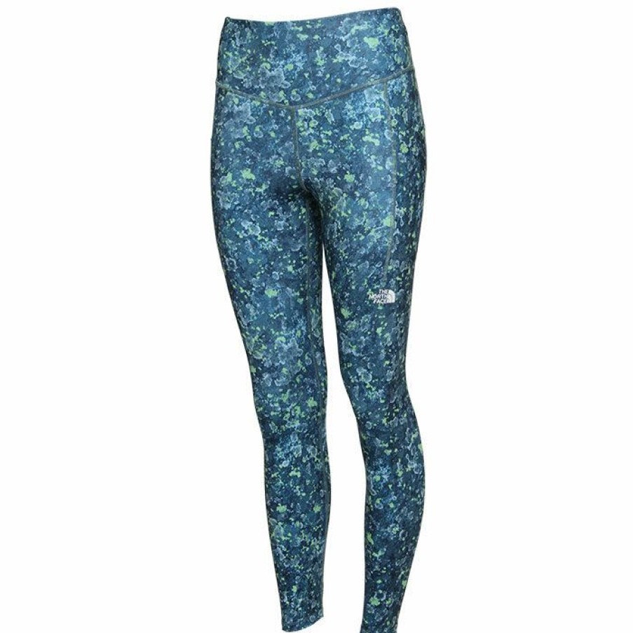 Tights & Leggings * | Best Deal The North Face Women'S Printed Midline High Rise 7/8 Pocket Tight Beta Blue Lichen Print