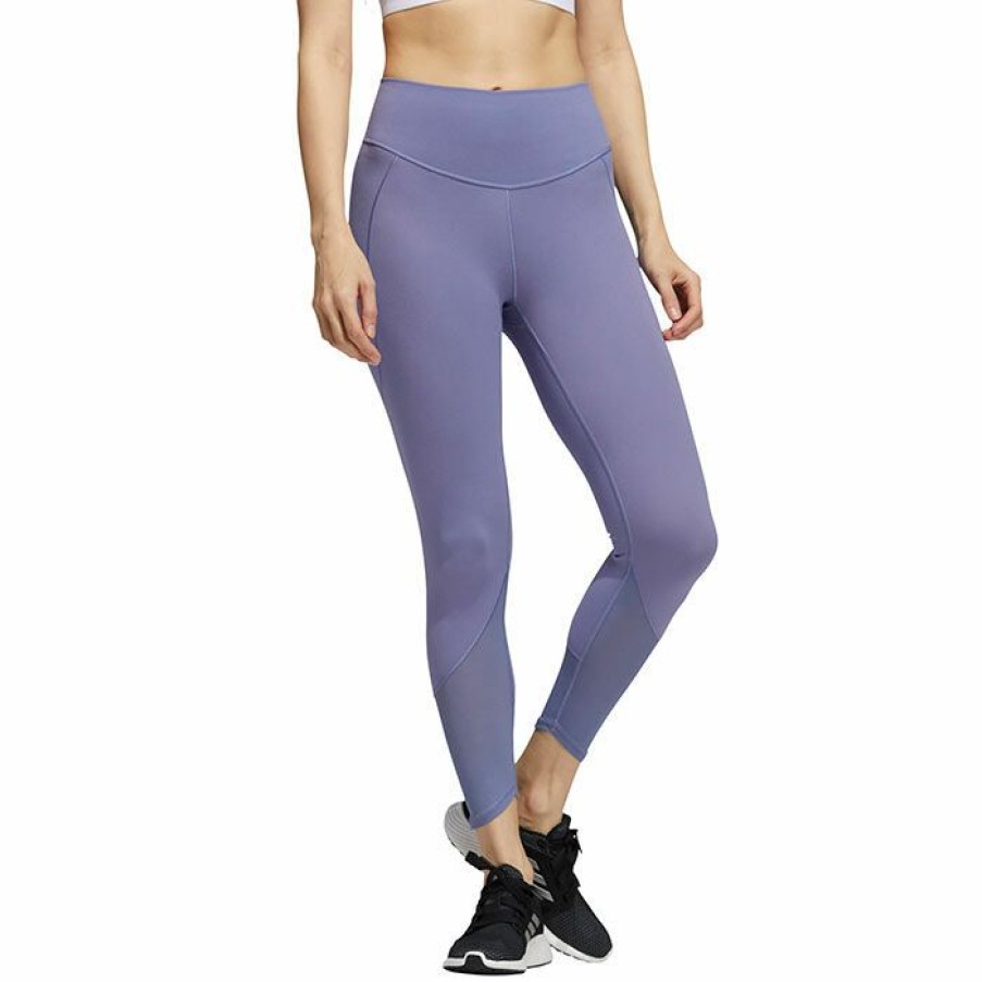 Tights & Leggings * | Outlet Adidas Women'S Yoga Power Mesh 7/8 Tight Violet