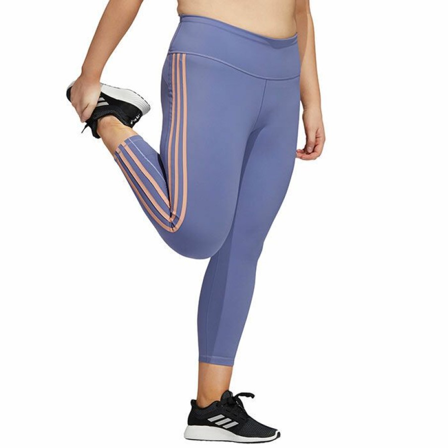 Tights & Leggings * | Hot Sale Adidas Women'S Believe This 3-Stripes 7/8 Tight (Plus Size) Violet