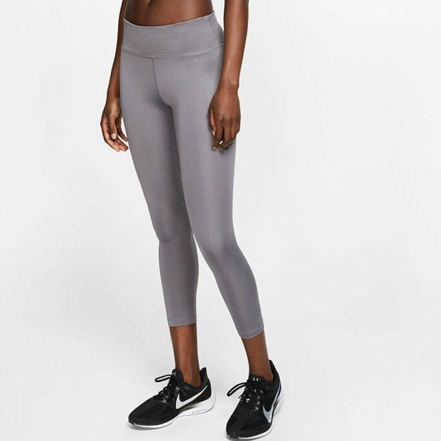 Tights & Leggings * | New Nike Women'S 3/4 Running Crop Tight Grey