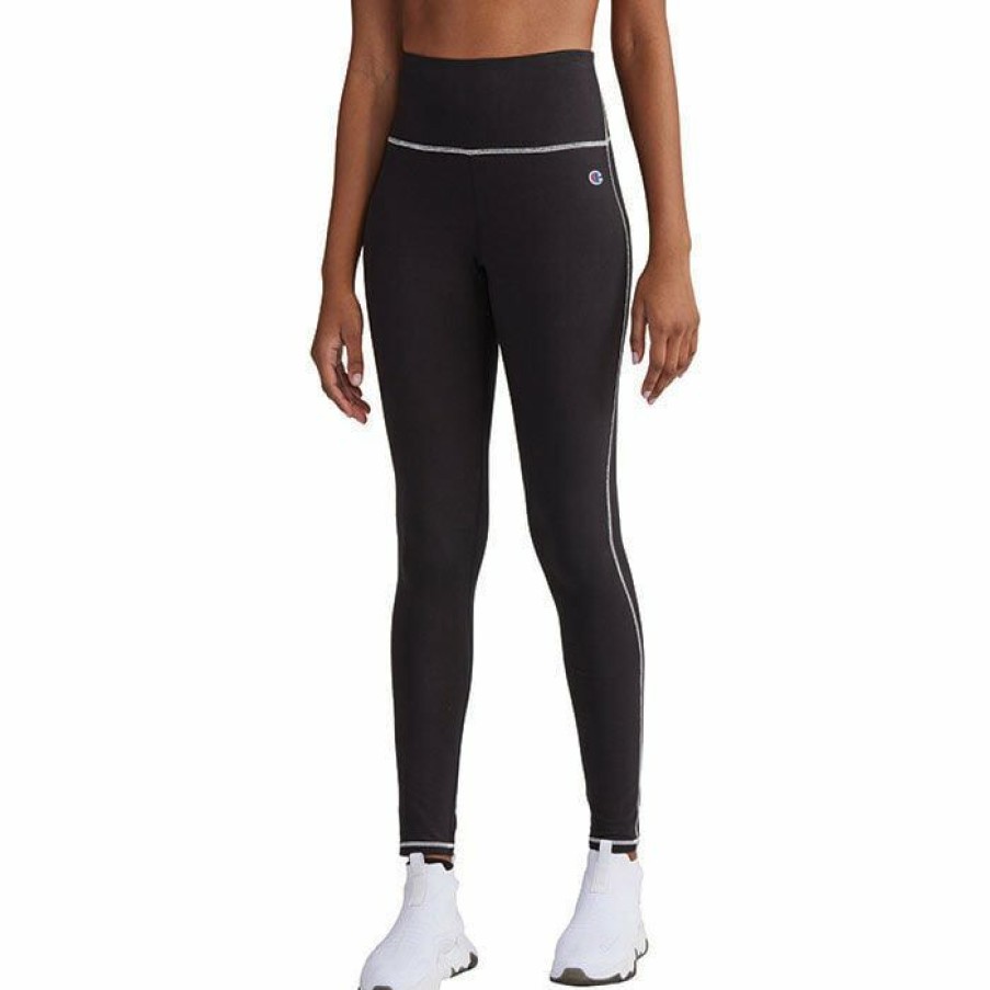 Tights & Leggings * | Coupon Champion Women'S Contrast Stitch Everyday Legging Black