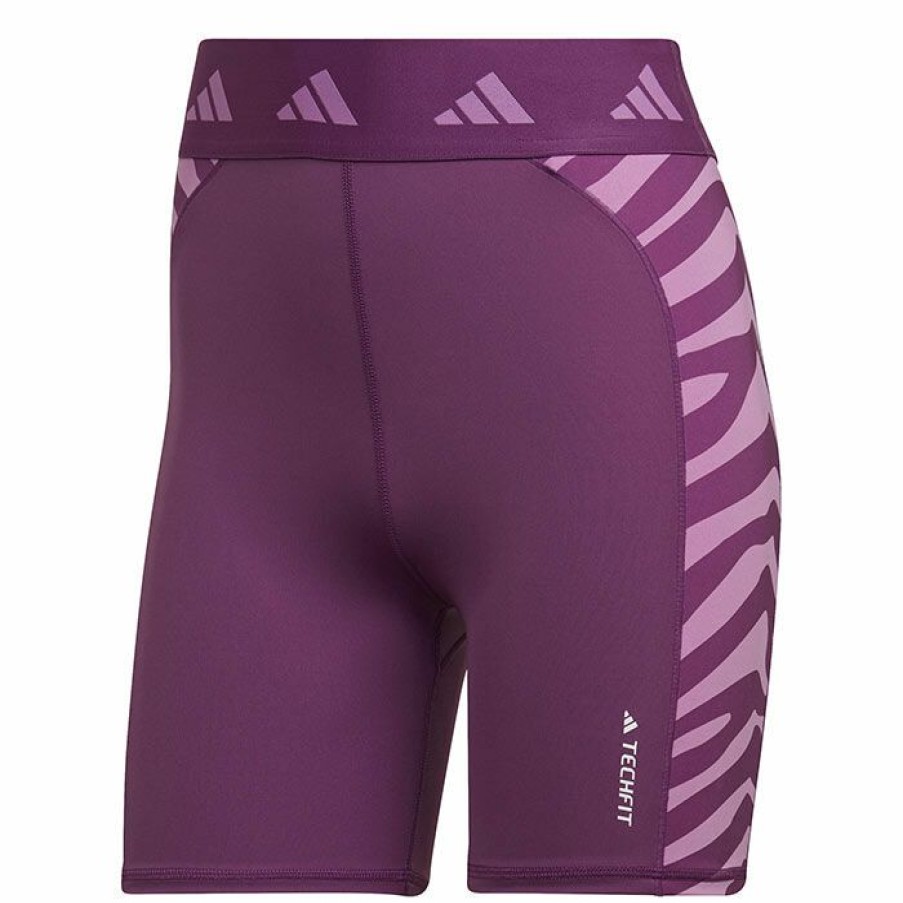 Shorts * | Hot Sale Adidas Women'S Hyperglam Techfit Zebra High Waist Short Violet