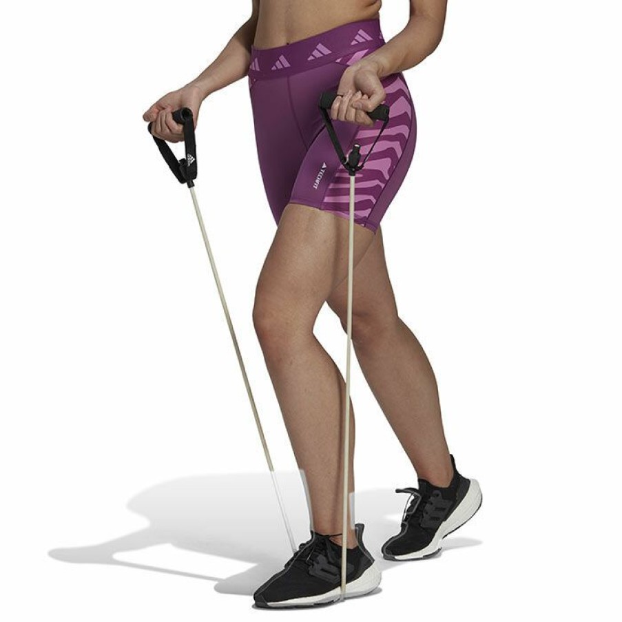 Shorts * | Hot Sale Adidas Women'S Hyperglam Techfit Zebra High Waist Short Violet