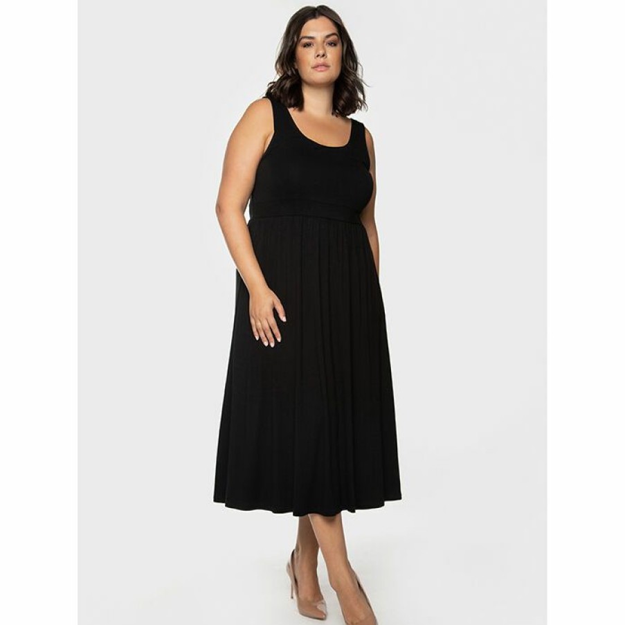 Dresses & Jumpsuits * | Brand New Dex Women'S Jersey Midi Dress (Plus Size) Black