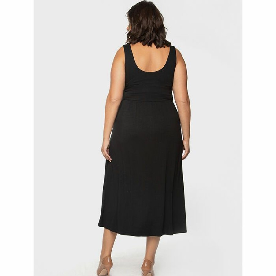 Dresses & Jumpsuits * | Brand New Dex Women'S Jersey Midi Dress (Plus Size) Black