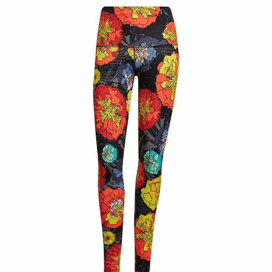 Tights & Leggings * | Buy Adidas Women'S Floral Running Tight Black