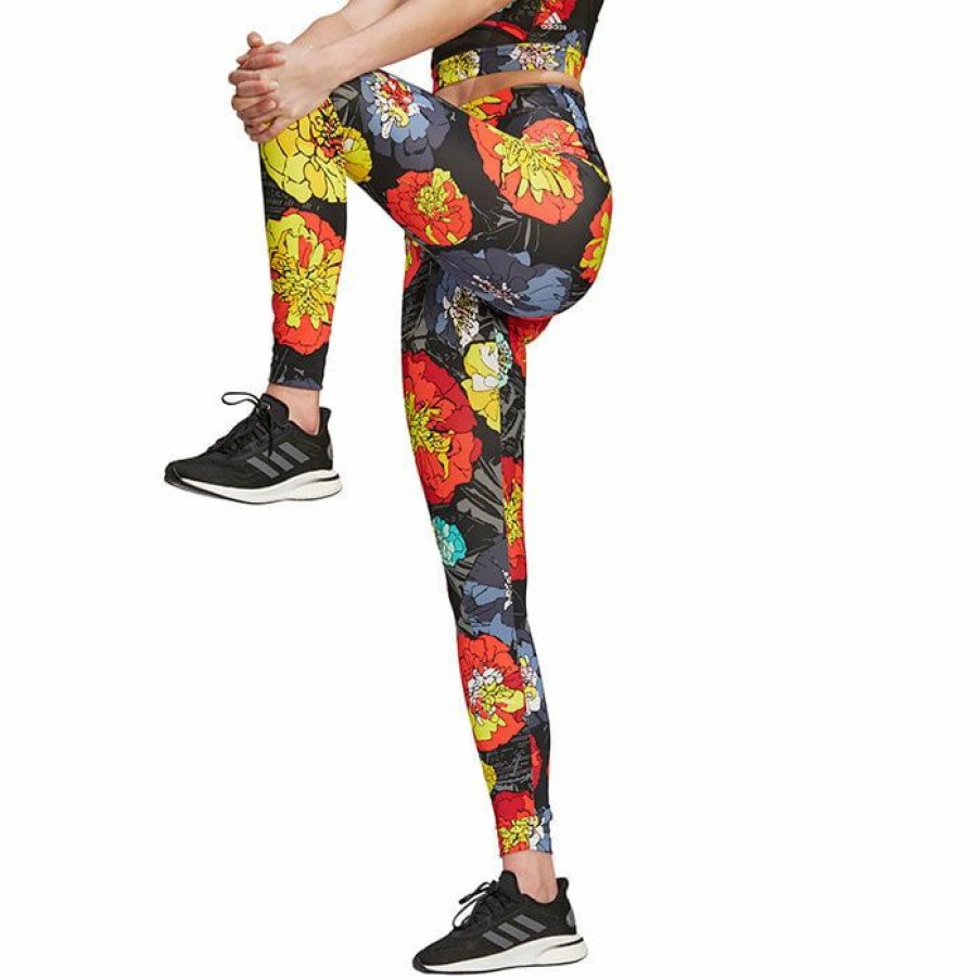 Tights & Leggings * | Buy Adidas Women'S Floral Running Tight Black