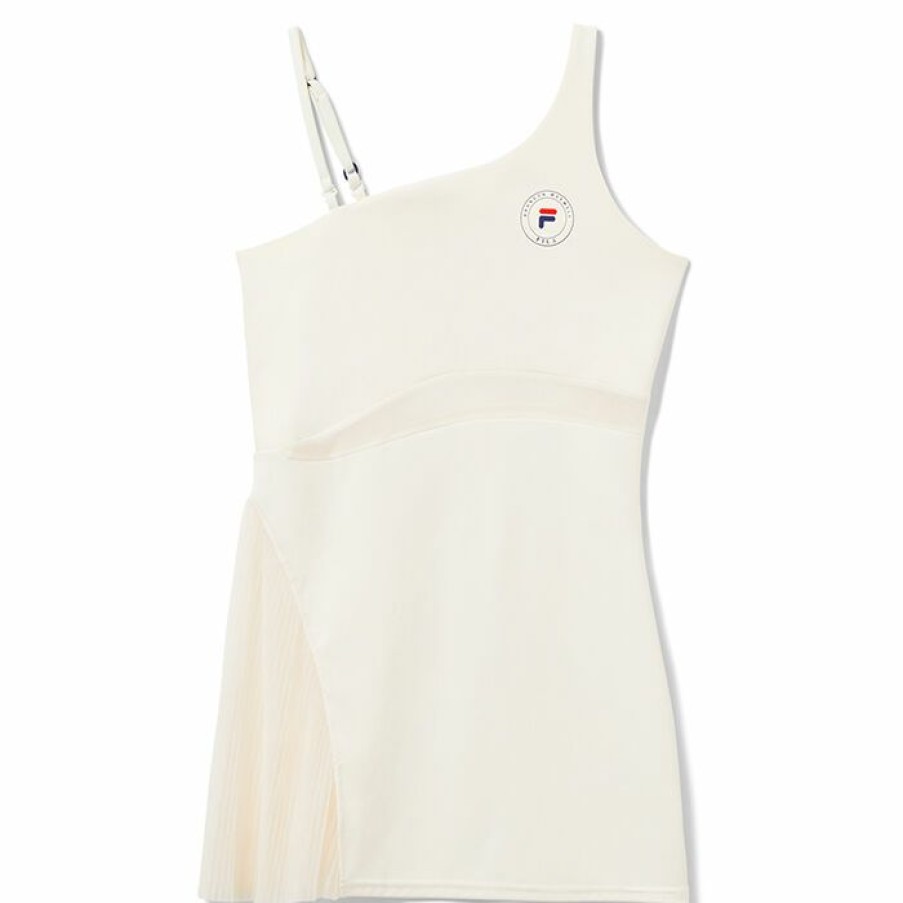 Dresses & Jumpsuits * | Discount Fila Women'S Brandon Maxwell Collection Asymmetrical Dress White