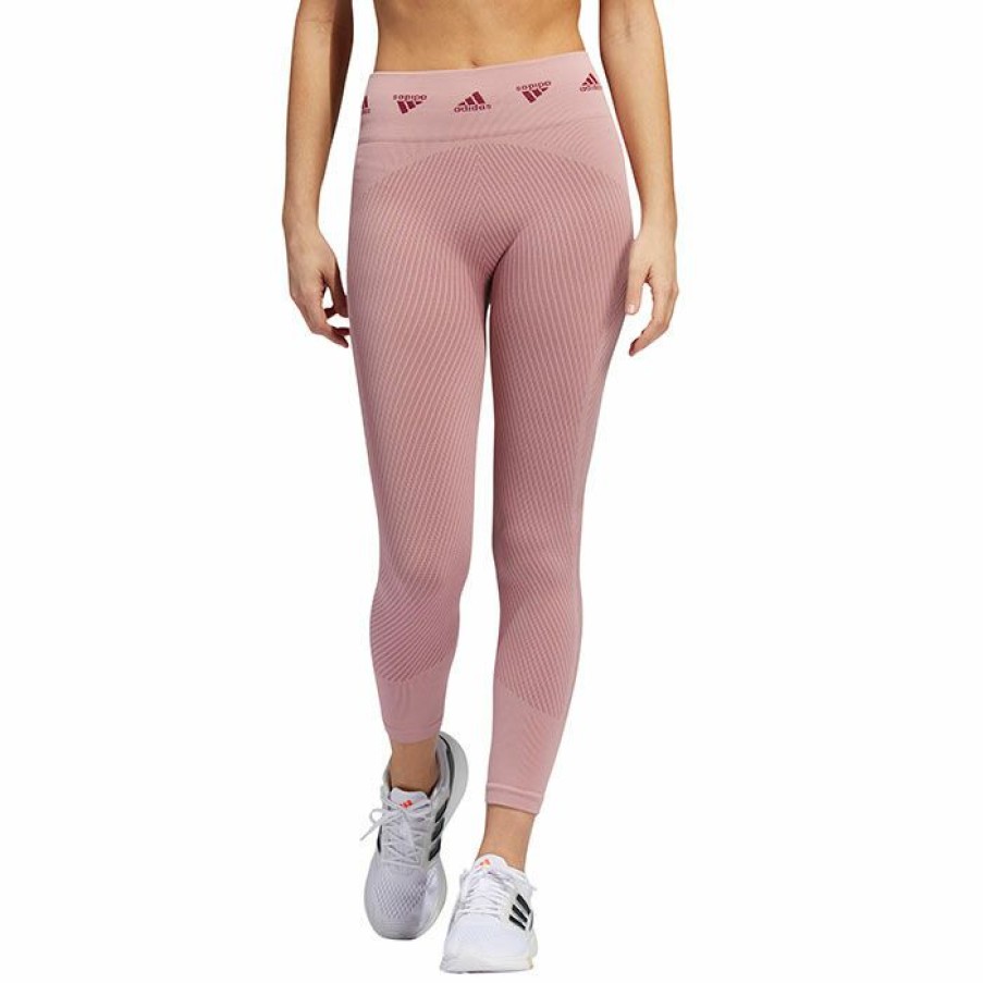 Tights & Leggings * | Wholesale Adidas Women'S Aeroknit Training 7/8 Tight Light Pink