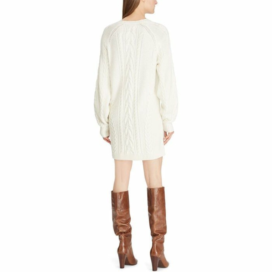 Dresses & Jumpsuits * | Deals Polo Ralph Lauren Women'S Aran-Knit Wool Sweater Dress White