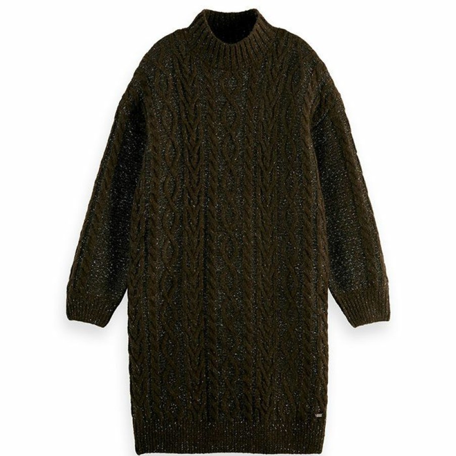 Dresses & Jumpsuits * | Top 10 Scotch & Soda Women'S Cable Knit Sweater Mini Dress Olive