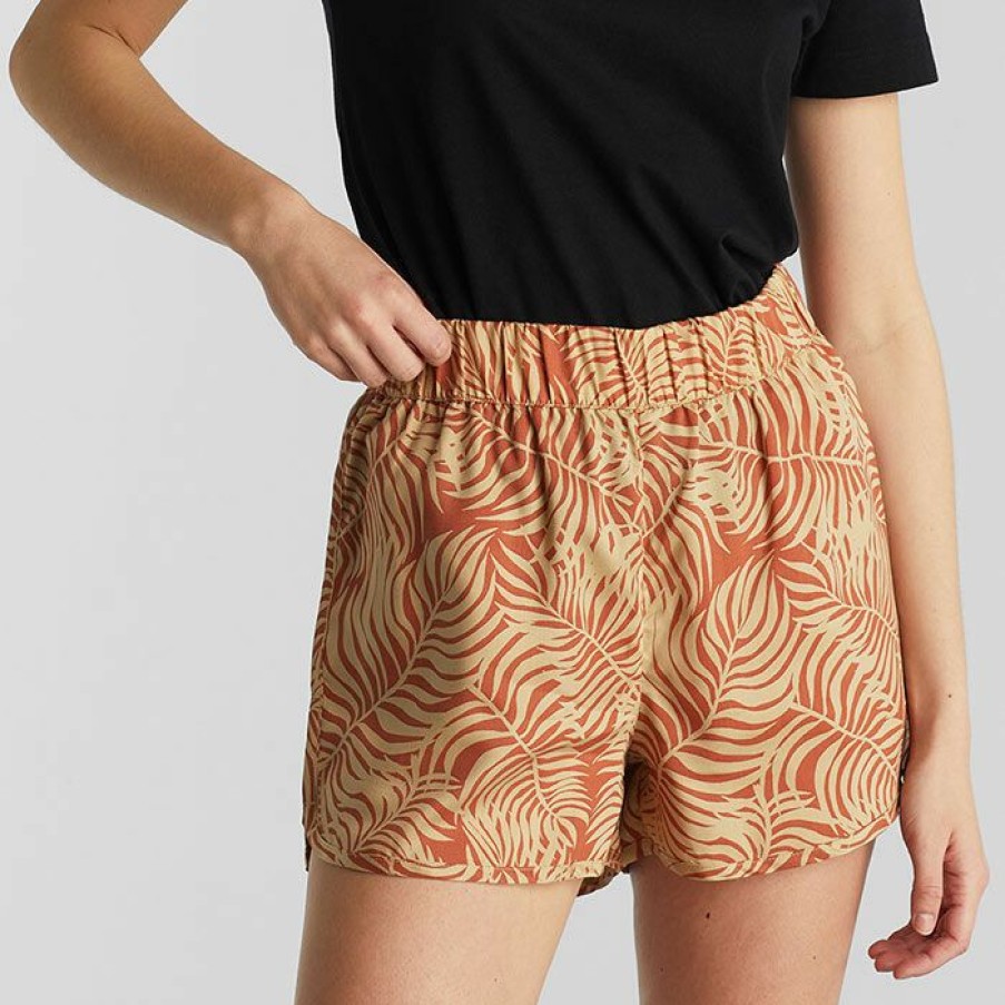 Shorts * | Buy Dedicated Women'S Sandvika Palm Leaves Short Orange