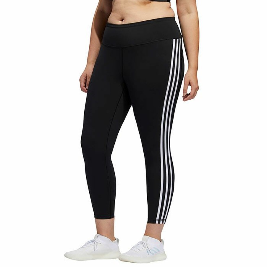 Tights & Leggings * | Budget Adidas Women'S Believe This 3-Stripes 7/8 Tight (Plus Size) Black