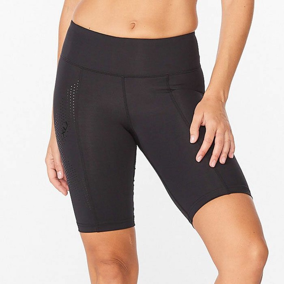 Shorts * | Discount 2Xu Women'S Motion Mid Rise Compression Short Black