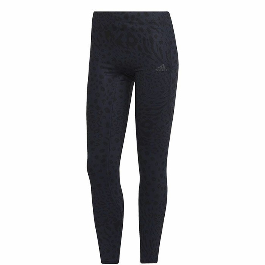 Tights & Leggings * | New Adidas Women'S Fastimpact Running Leopard 7/8 Tight Navy