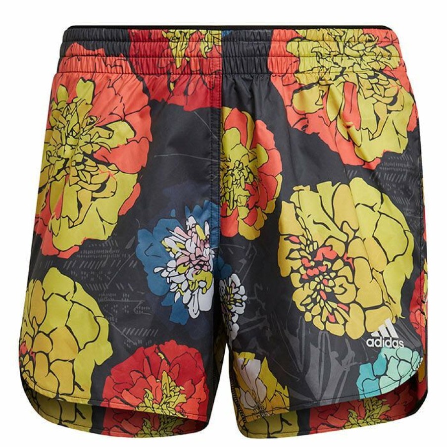 Shorts * | Brand New Adidas Women'S Run Fast Flower Short Black