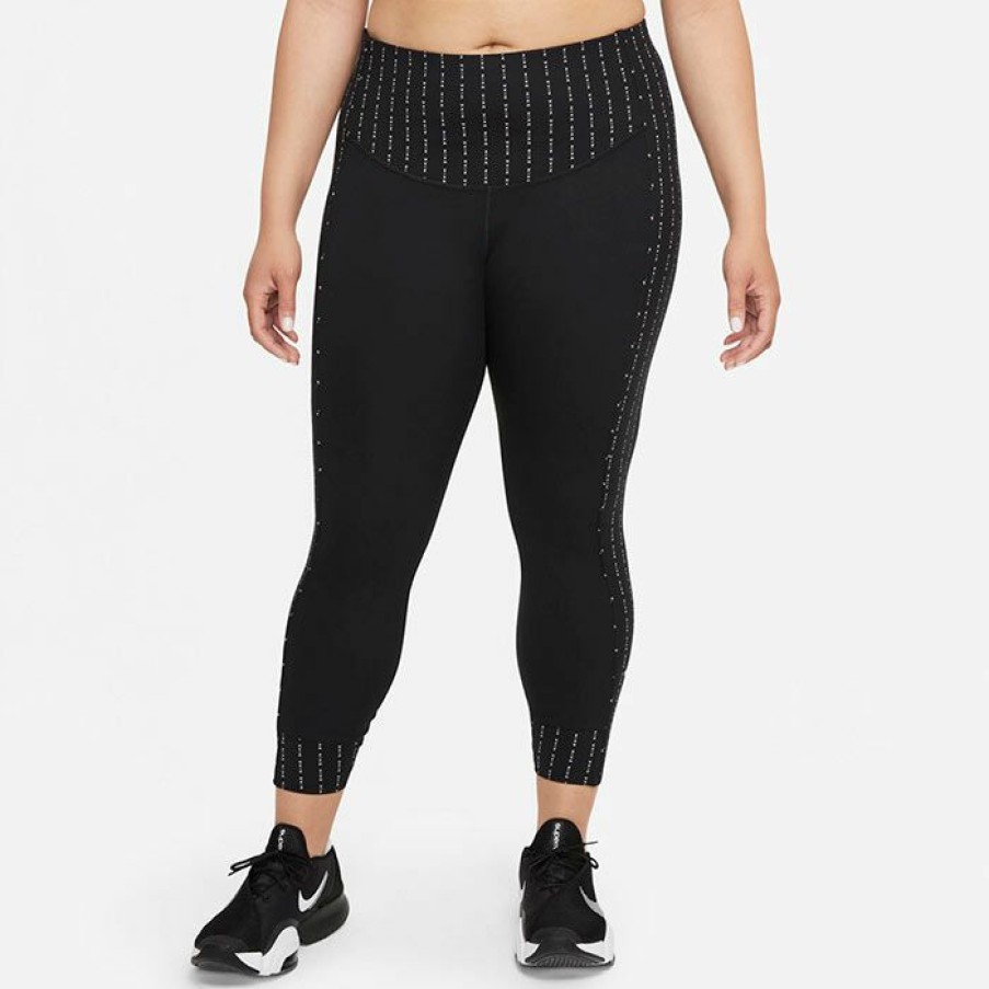 Tights & Leggings * | Deals Nike Women'S Dri-Fit One Luxe Icon Clash 7/8 Legging (Plus Size) Black