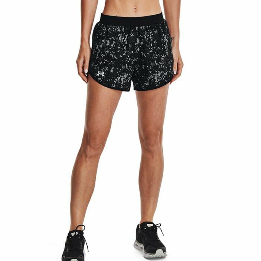 Shorts * | Brand New Under Armour Women'S Fly-By 2.0 Printed Short Black