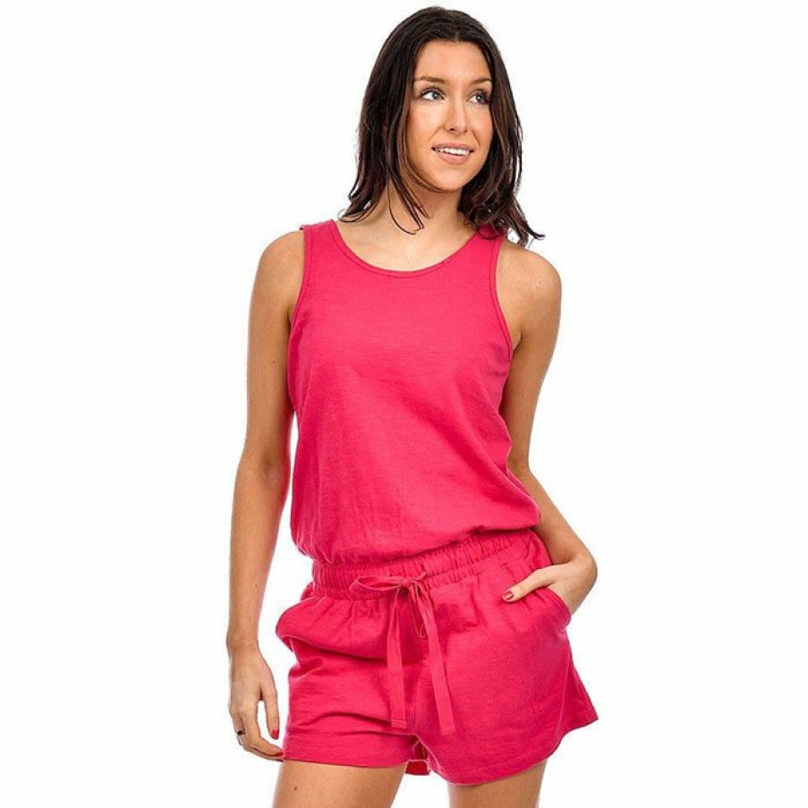 Dresses & Jumpsuits * | Discount Oak & Ivy Women'S Tie Waist Romper Pink