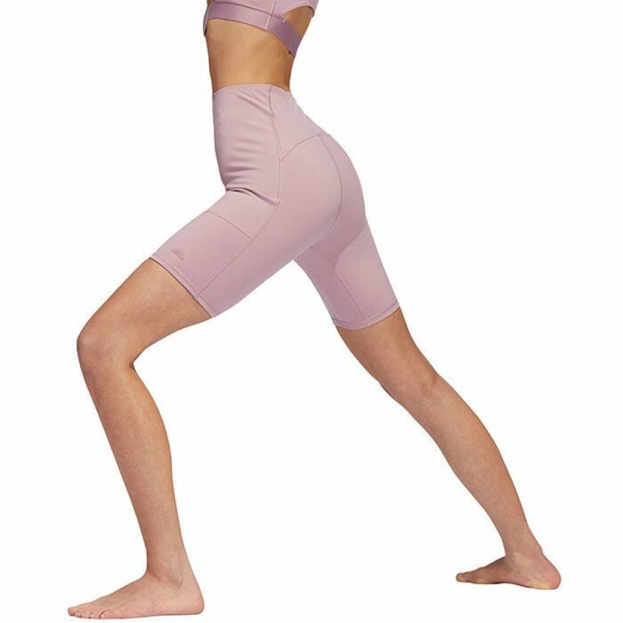 Shorts * | Best Pirce Adidas Women'S Yoga 4 Elements Studio Pocket Short Light Pink