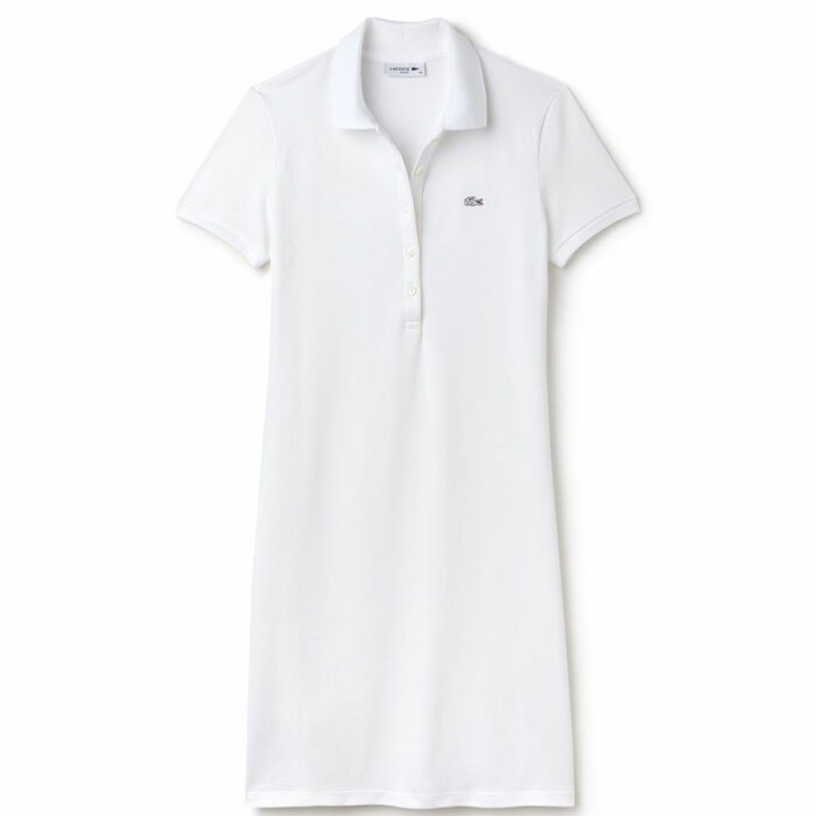 Dresses & Jumpsuits * | Best Deal Lacoste Women'S Stretch Mini Pique Polo Dress White