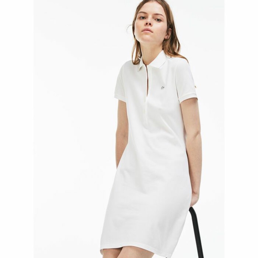 Dresses & Jumpsuits * | Best Deal Lacoste Women'S Stretch Mini Pique Polo Dress White