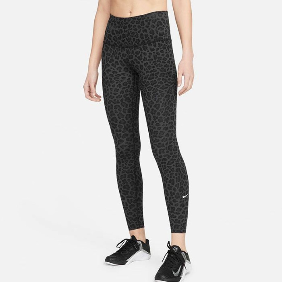 Tights & Leggings * | Hot Sale Nike Women'S Dri-Fit One High Rise Printed Legging Graphite Grey