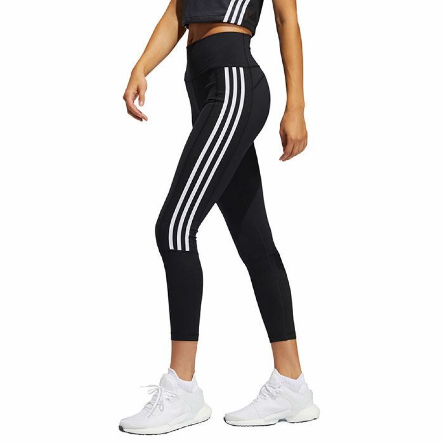 Tights & Leggings * | Cheap Adidas Women'S Believe This 2.0 3-Stripes Ribbed 7/8 Tight Black