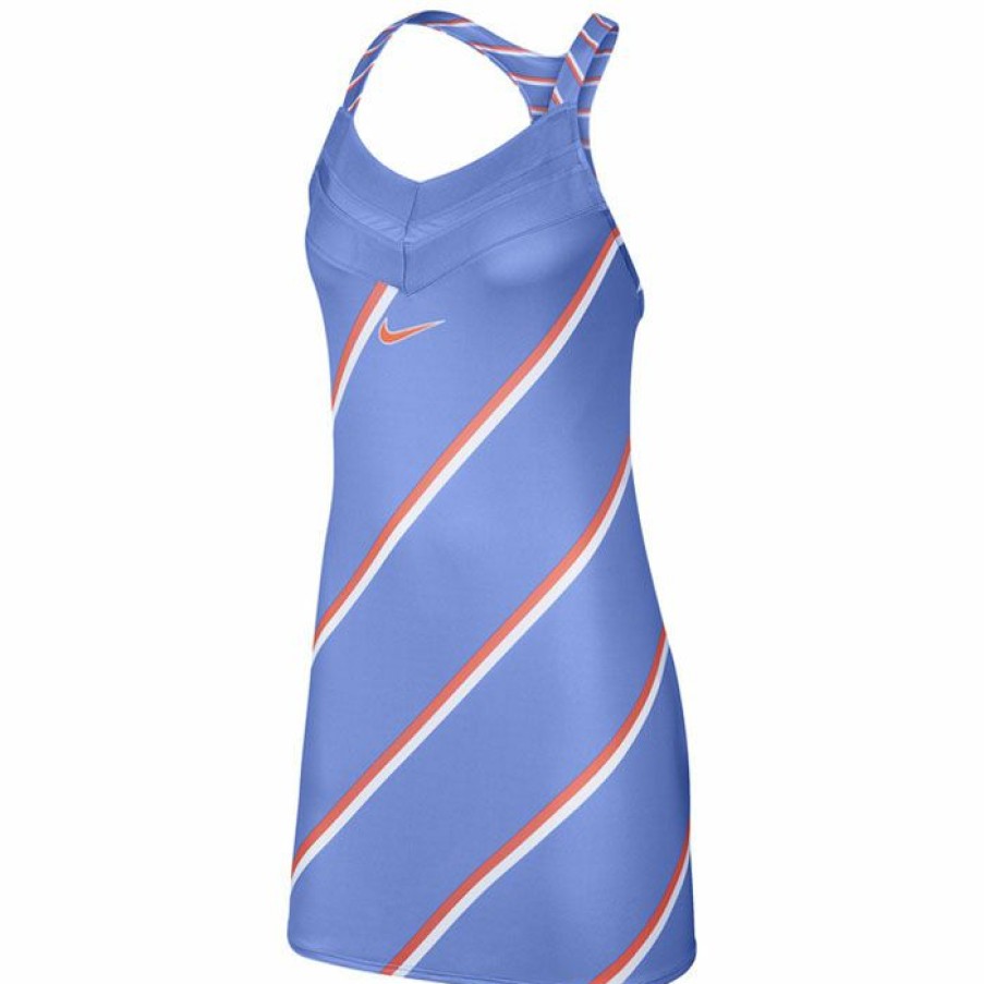 Dresses & Jumpsuits * | Best Reviews Of Nike Women'S Striped Tennis Dress Blue