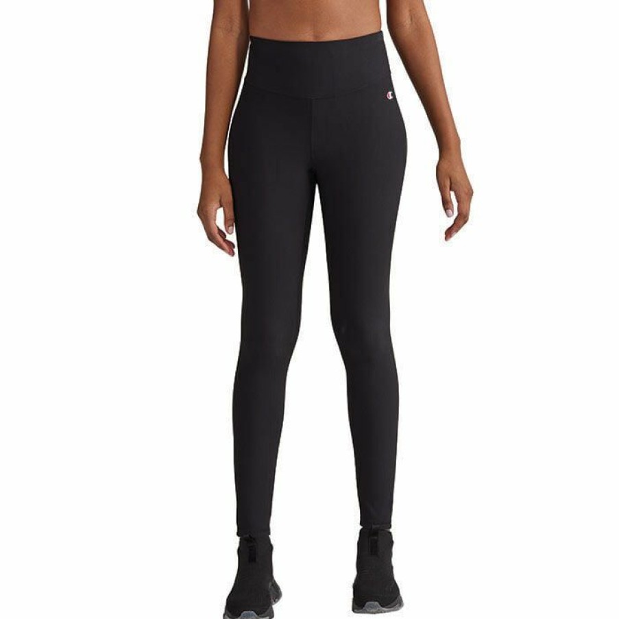 Tights & Leggings * | Top 10 Champion Women'S Ribbed Tight Black